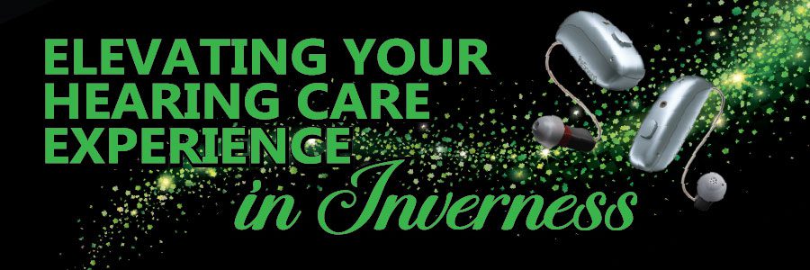 Hearing aids with green sparkling text banner